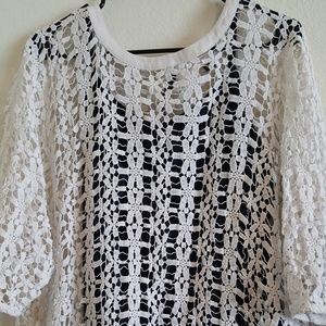 Crocheted white top with tank top